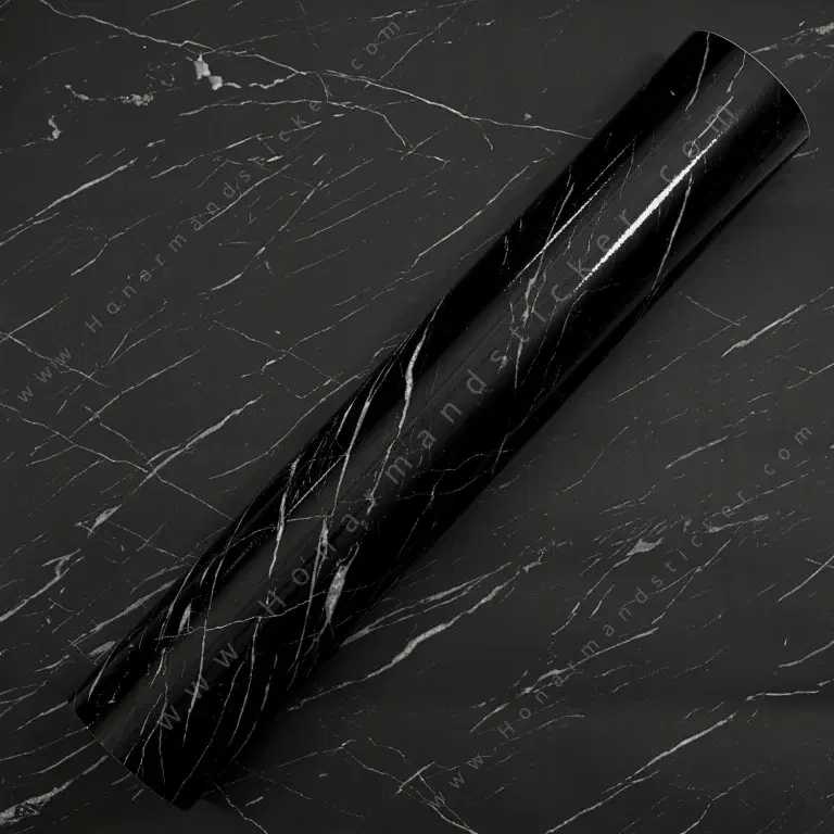 برچسب طرح سنگ ماربل پیِترا مشکی رگه سفید