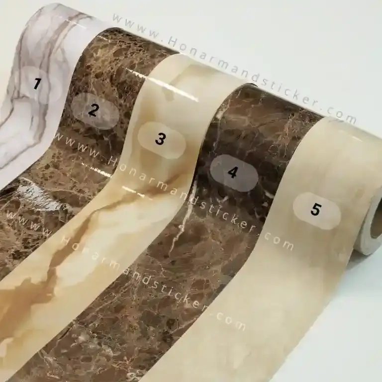 برچسب قرنیز طرح سنگ ماربل کرم - قهوه ای