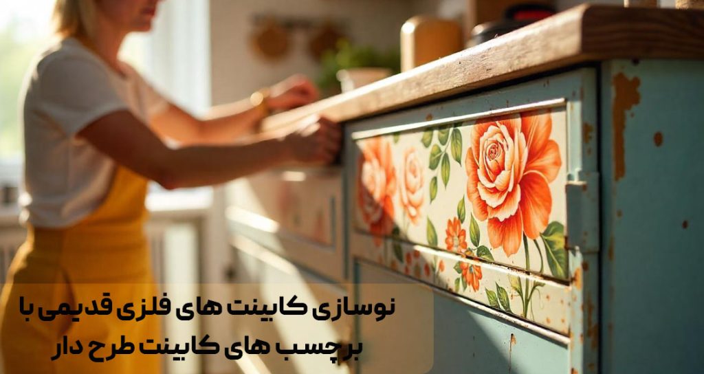 Renovate old metal cabinets with patterned cabinet stickers