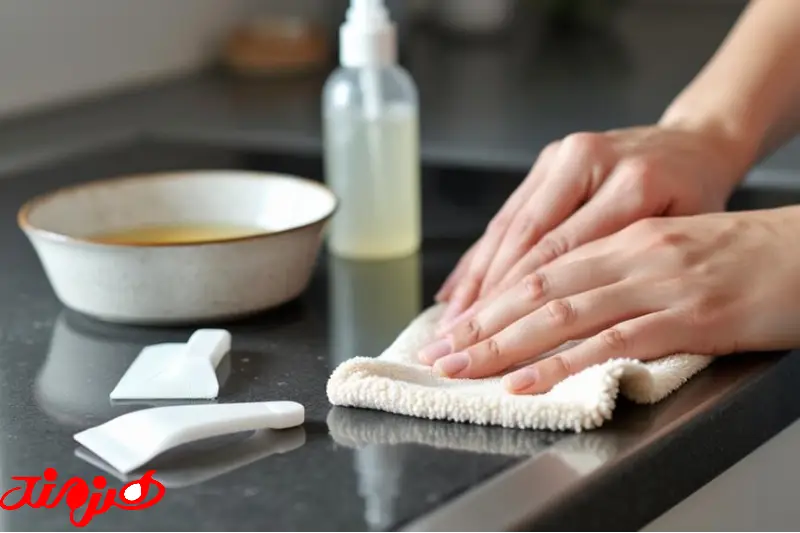 کندن برچسب از روی سنگ کابینت