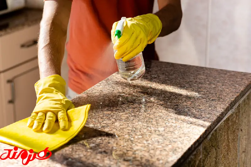 تمیز کردن سنگ کابینت