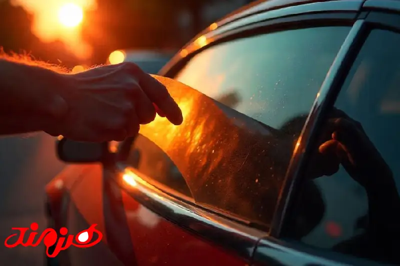کندن برچسب شیشه دودی